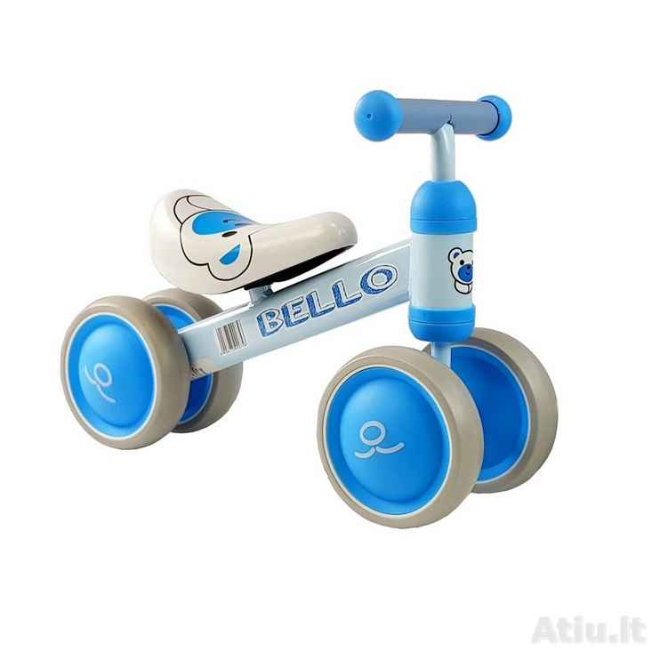 Vaikiškas balansinis dviratukas Bello su dvigubais ratukais Mėlynas