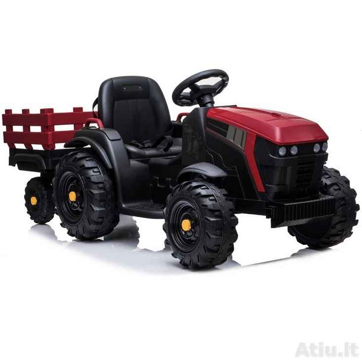 Vaikiškas elektromobilis Traktorius BDM0925 su priekaba Raudonas